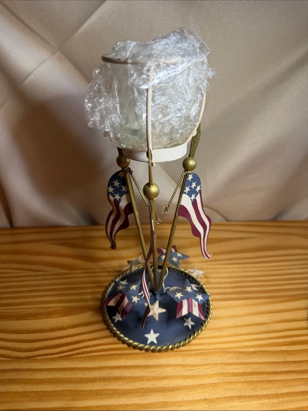 Vintage Home Interiors Americana Patriotic Candle Holder Lamp NIB New In Box